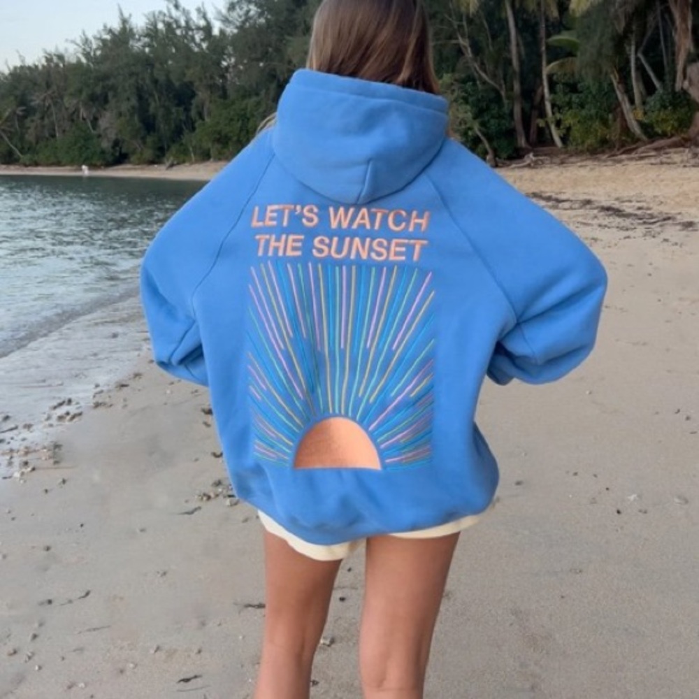 Dandy "Let's Watch the Sunset" Oversized Lux Hoodie in Blue